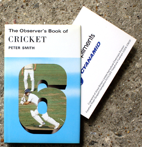 49. The Observer's Book of Cricket Rare Cyanamid Advertising Edition with Compliment Card