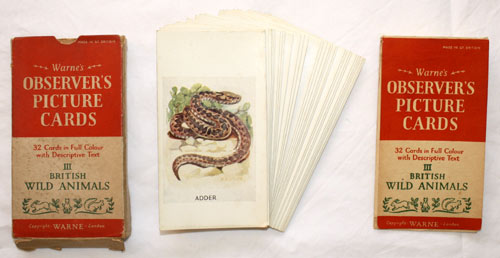 Observer's Picture Cards - British Wild Animals 32 PICTURE CARDS plus Sleeve & Box