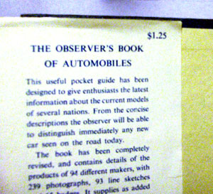 21. The Observer's Book of Automobiles Eighth Edition Very Rare US Price Variant